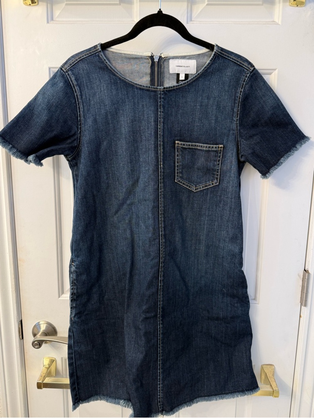 Current/Elliott Dark Denim Short Sleeve Dress